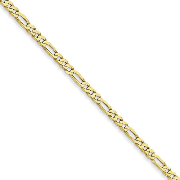 2.2mm, 10k Yellow Gold, Solid Concave Figaro Chain Necklace, 22 Inch - Picture 1 of 8